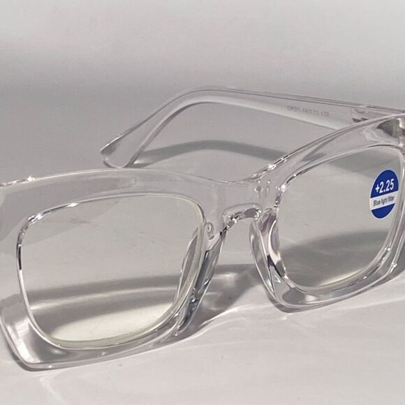 1177 Gretchen Reading Glasses 2.25 Square Clear Oversize NWT - Picture 7 of 9